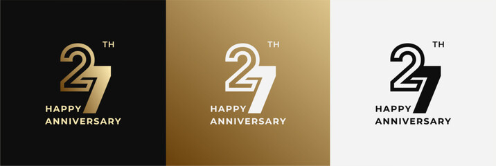 Logo 27th, 27 years anniversary, Creative design template for celebration, birthday, greeting. Editable file