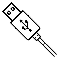 Illustration of USB Cable Line Icon
