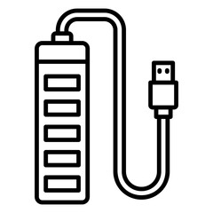 Illustration of USB Hub Line Icon