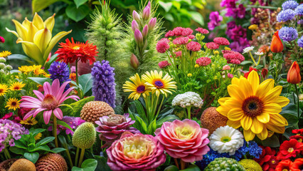 Fototapeta premium easter eggsflower, flowers, nature, garden, pink, plant, flora, blossom, bloom, summer, beauty, red, yellow, spring, floral, bouquet, beautiful, orange, purple, bright, color, dahlia, field, colorful,