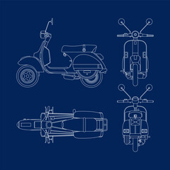 Stylized vector illustration of blueprints motorcycle. Vector eps 10