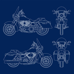 Stylized vector illustration of blueprints motorcycle. Vector eps 10