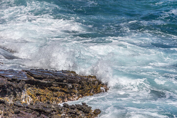 Dramatic Ocean crashing wave Hawaii at Makapu Point