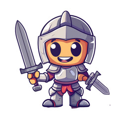 A cartoon knight in full armor holding a sword.