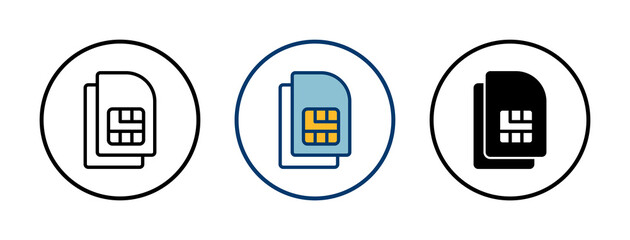 Sim card icon vector isolated on white background. Mobile slot icon. Mobile cellular phone sim card chip.
