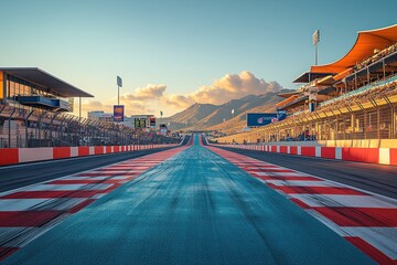Fototapeta premium Race Track Leading to Mountains