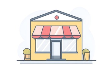Obraz premium An isolated flat illustration of a store front icon, with simple geometric lines and soft colors to represent retail or small businesses