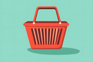 Fototapeta premium An isolated flat illustration of a shopping basket, with clean geometric shapes and minimal details to represent online shopping or retail 