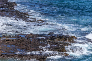 Dramatic Ocean crashing wave Hawaii at Makapu Point