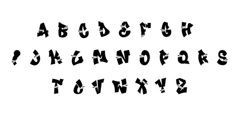 Streetwear Font Alphabet Vector for Urban Designs – Perfect for Apparel, Logos, and Street Fashion-Themed Projects