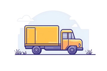 Obraz premium An isolated flat design of a delivery truck, symbolizing logistics and shipping services, using bold lines and clean colors 