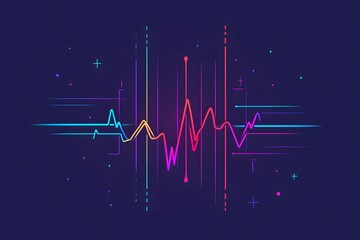 An isolated flat design of a heart monitor pulse, using clean lines and vibrant colors to represent health care or wellness
