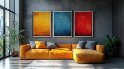 Modern Interior Design with Colorful Abstract Paintings