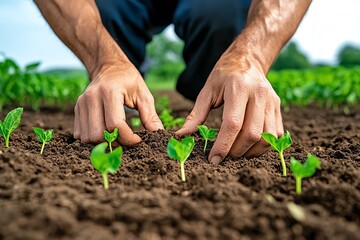 A close-up of a farmer&acirc;&euro;&trade;s hands inspecting soil, showing the texture and health of the land