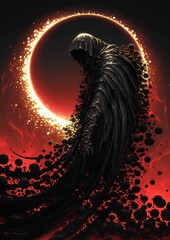 halloween cloaked magical ghost figure