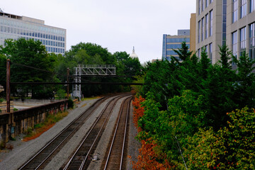 Fototapeta premium Railroad tracks through Washington, DC