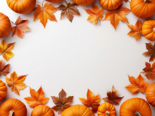 秋　ハロウィン　紅葉　カボチャ　背景　コピースペース