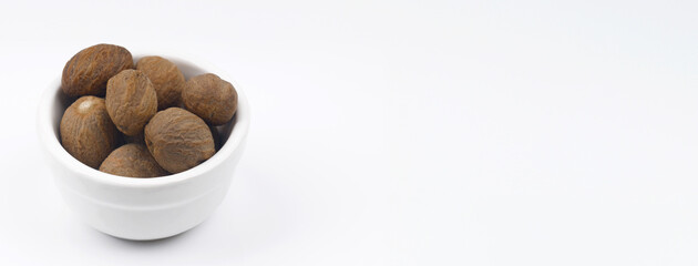 Nutmeg in a small bowl with Copyspace