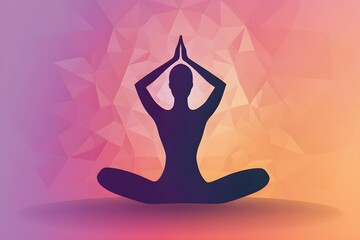a yoga pose silhouette, representing wellness and mindfulness, using clean geometric lines and a soft gradient background
