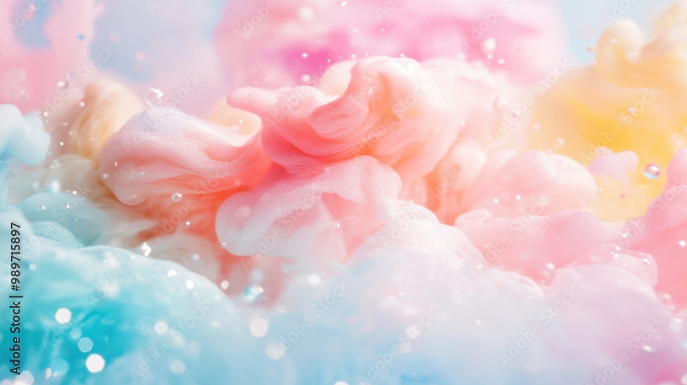 Poster pink and blue ink blend in clear water, forming captivating, swirling patterns that create a mesmeri