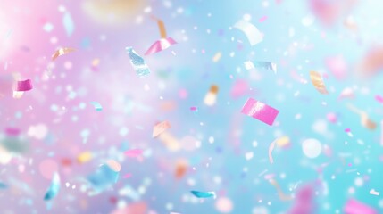 Colorful pastel confetti floats and dances in the air, adding joy and excitement to the festive atmosphere during a celebration