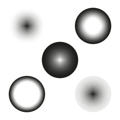 Blurred circle gradient. Abstract soft spheres. Faded black and white shapes. Minimal vector pattern.