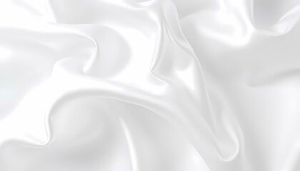 Crinkled White Silk Fabric Close-Up with Smooth Folds and Soft Sheen – High-Detail Texture