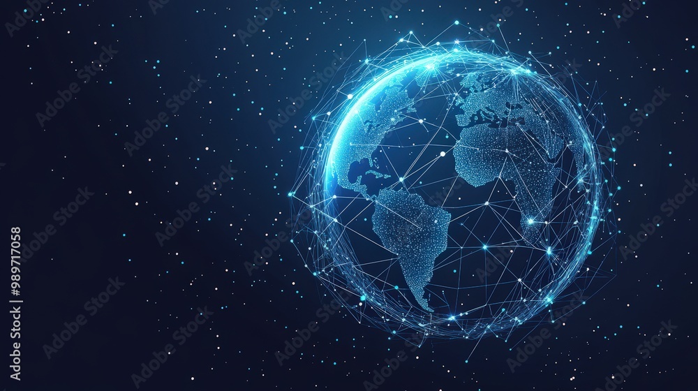 Poster abstract global mesh network on earth map - communication concept
