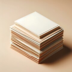  Stack of blank paper on beige background