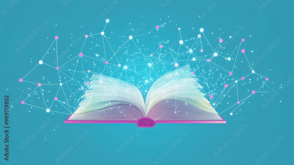 Poster digital creation: artificial intelligence generating ebook in 2d flat vector style with polygonal de