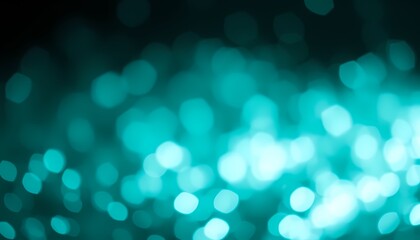 Soft Out-of-Focus Teal Bokeh Lights on Black Gradient Dreamy Background Texture