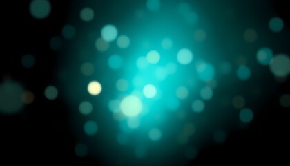 Teal to Black Gradient with Bokeh Lights Abstract Cosmic Particles
