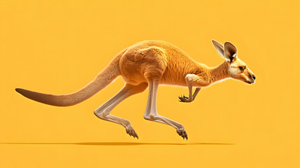 Fototapeta premium Kangaroo Leaping with Copy Space, a Symbol of Australian Wildlife