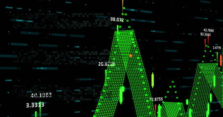 Image of data processing over black background