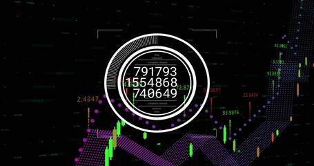 Image of data processing over black background