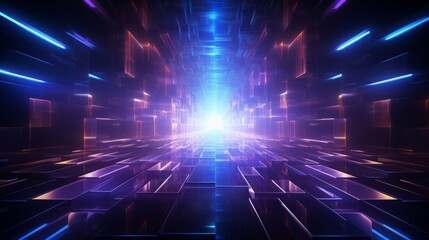 Obraz premium ネオンカラーのデジタル空間,Generative AI AI画像
