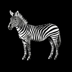 Fototapeta premium A Single Zebra Standing Against a Black Background