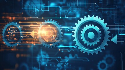 Fototapeta premium Efficient Process Management: Cog Gear Wheels and Arrows in Industry Operations