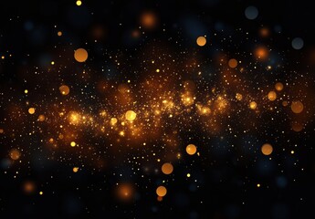 Gold. Glitter vintage lights background. dark gold and black