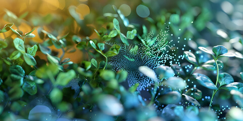 Green Plant Microbiology Study, Botanical Plant Growth Structure, Detailed Leaf Cell Analysis