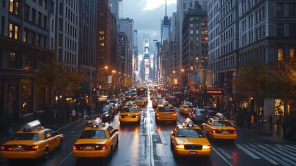 Pictures of crowded city streets with cars and pedestrians everywhere