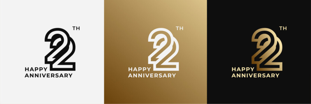 Logo 22th, 22 years anniversary, Creative design template for celebration, greeting and invitation. Editable file