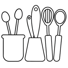 A comprehensive collection of kitchen tools silhouette vectors, perfect for culinary-themed projects. High-quality designs include essential cookware and utensils for cooking and kitchen decor.