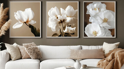 elegant three art posters close-up.ai generative