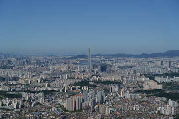 남한산성 전망, 잠실 롯데타워의 풍경