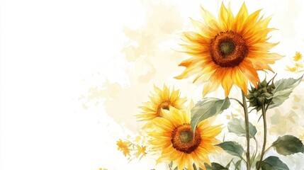 A vibrant illustration of sunflowers against a soft background.