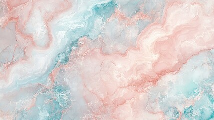 Fototapeta premium Continuous marble texture with a pastel sorbet color palette suitable for use as a wallpaper or background, with pastel sorbet colors like soft pink, baby blue, and mint green 