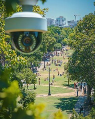 Outdoor camera network monitoring a wide-open public park