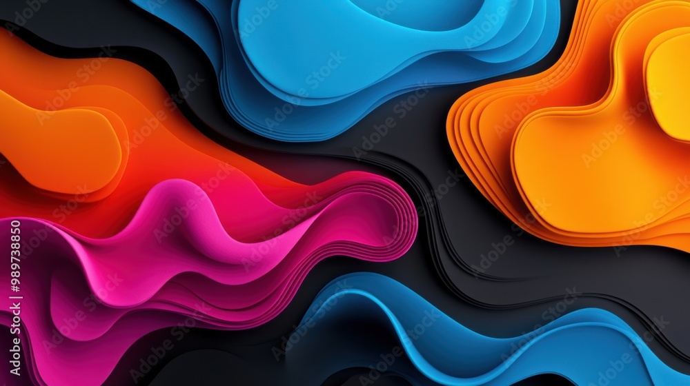 Poster colorful abstract shapes with gradients and flowing design