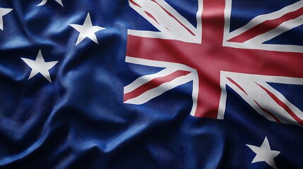 Close-up photo of the Australian flag waving